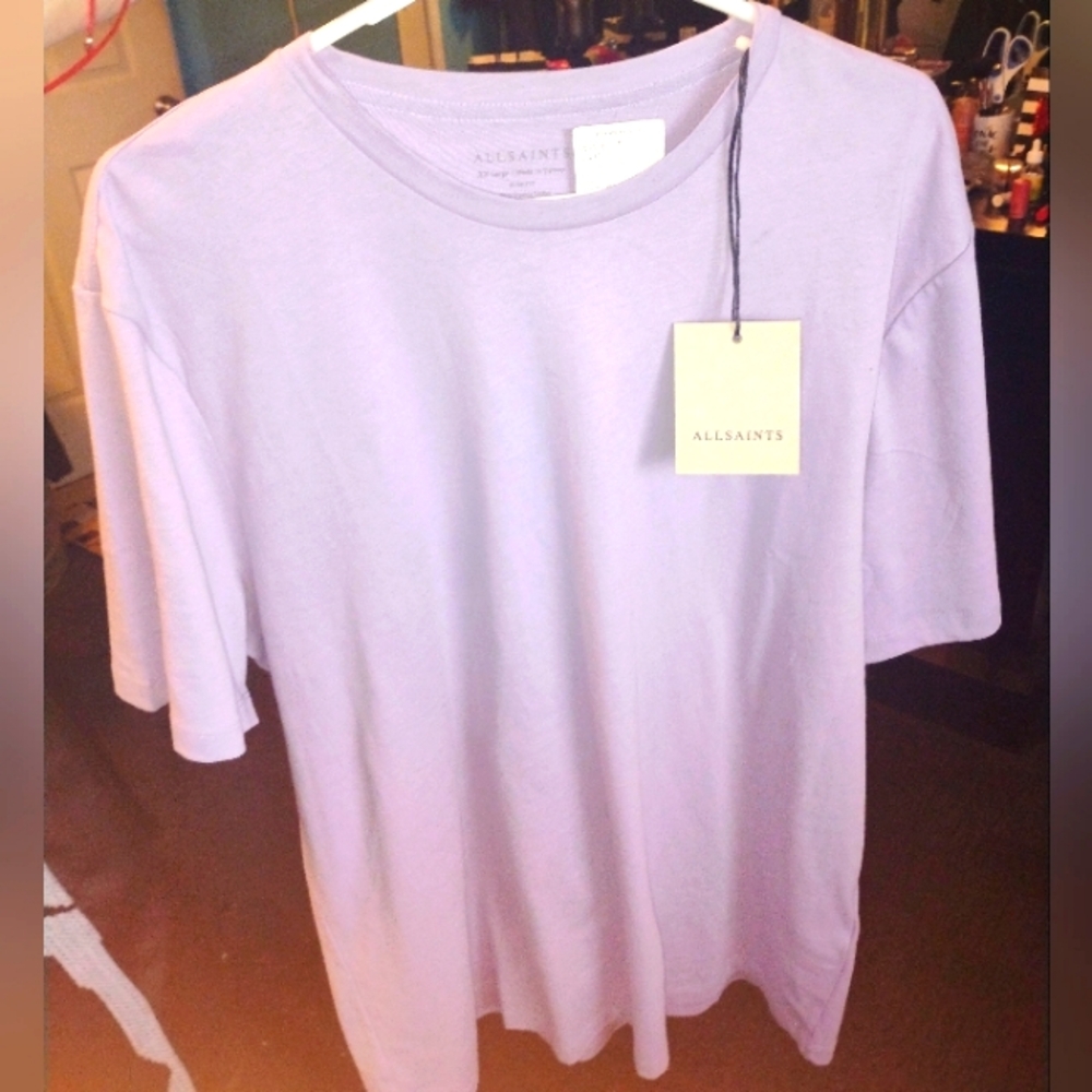 All Saints Men's Purple T-Shirt